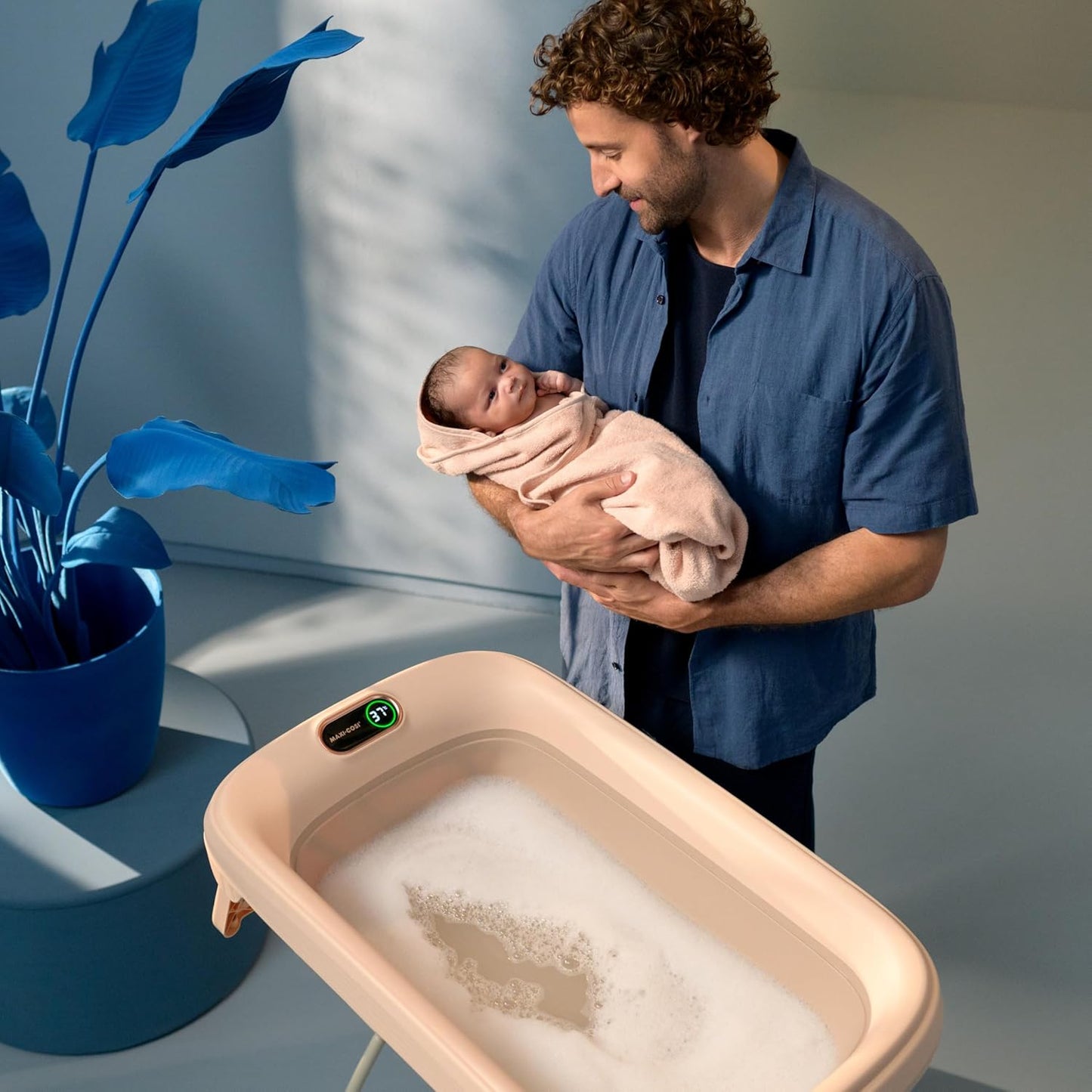 Faltbare Babybadewanne mit Thermometer Indigo, Muted Terra