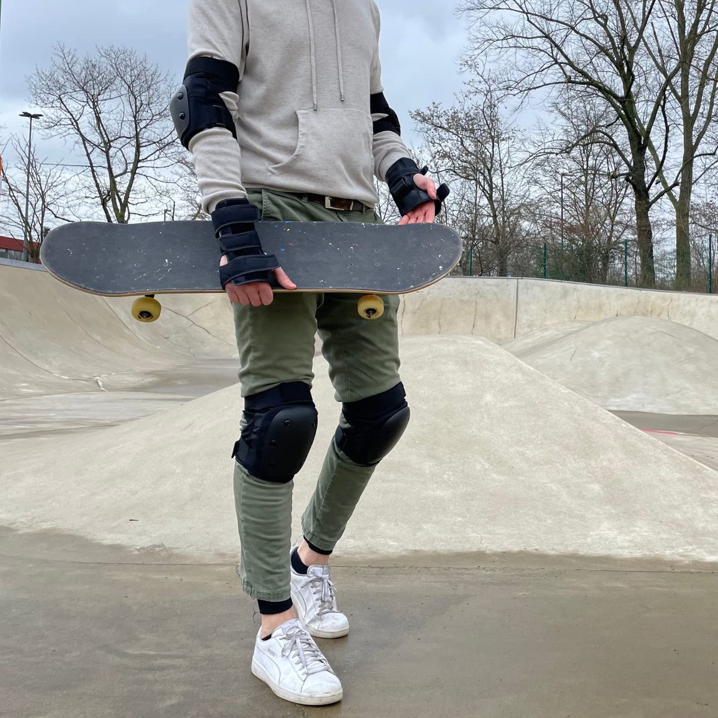Skate Protektoren Set für Inliner & Skateboards, Schwarz L - Jugendliche / Erwachsene