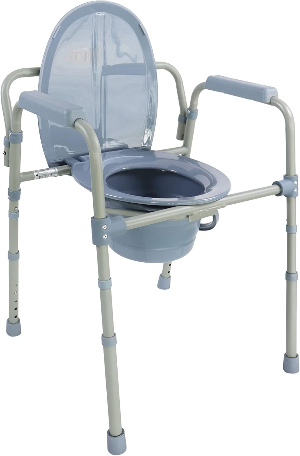 Höhenverstellbarer Toilettenstuhl für Senioren mit Eimer, Grau