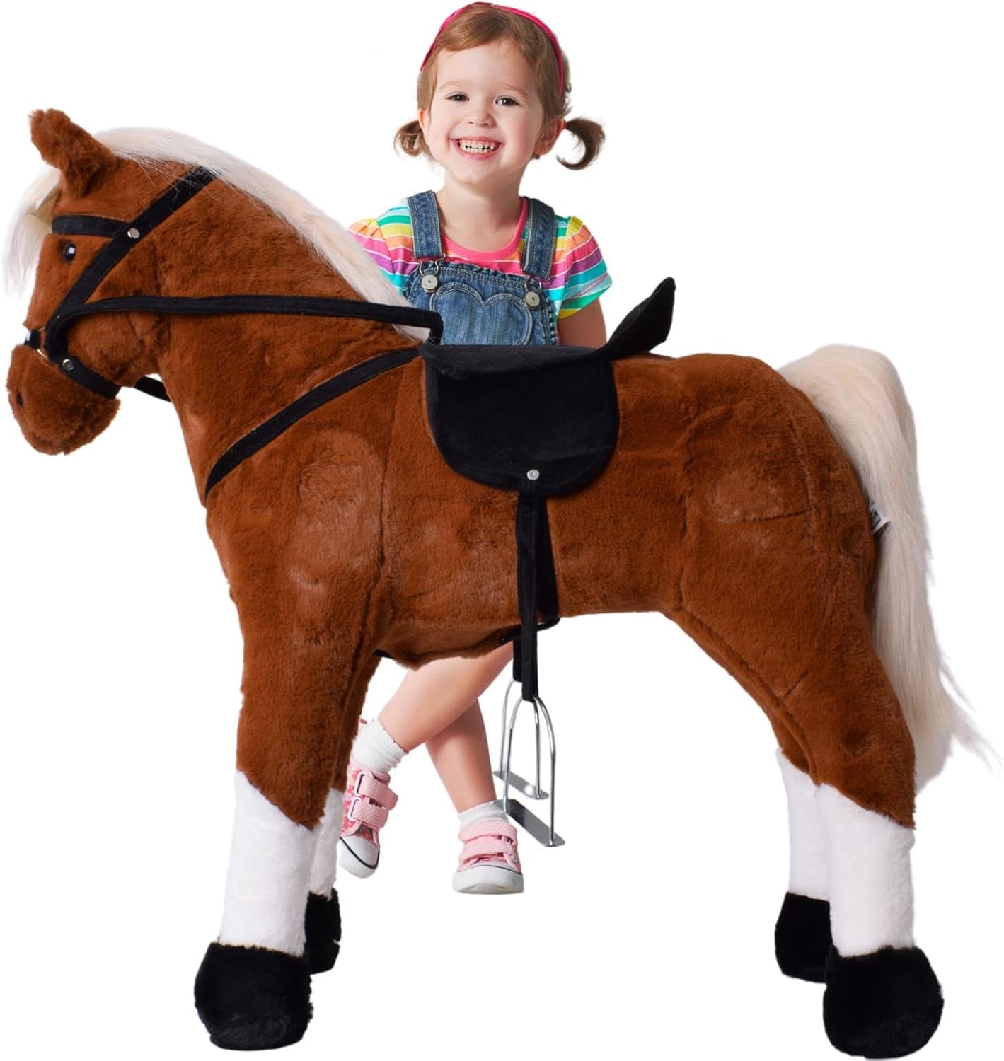 Reitpferd für Kinder mit Sattel & Zaumzeug