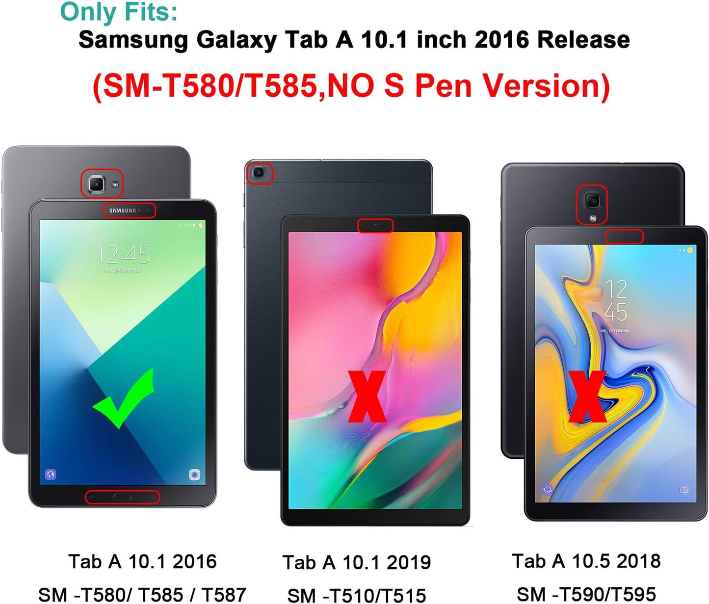 Stossfeste Schutzhülle für Galaxy Tab A6 (2016), T580/T585 Tab A 10.1 2016 Schwarz