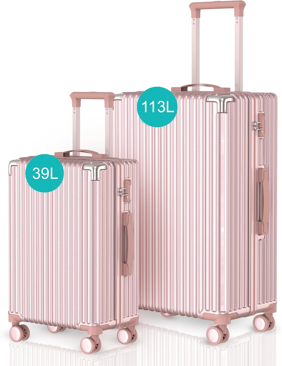 Hartschalenkofferset mit TSA-Schloss (2-teilig), 2 Telig Rose Gold