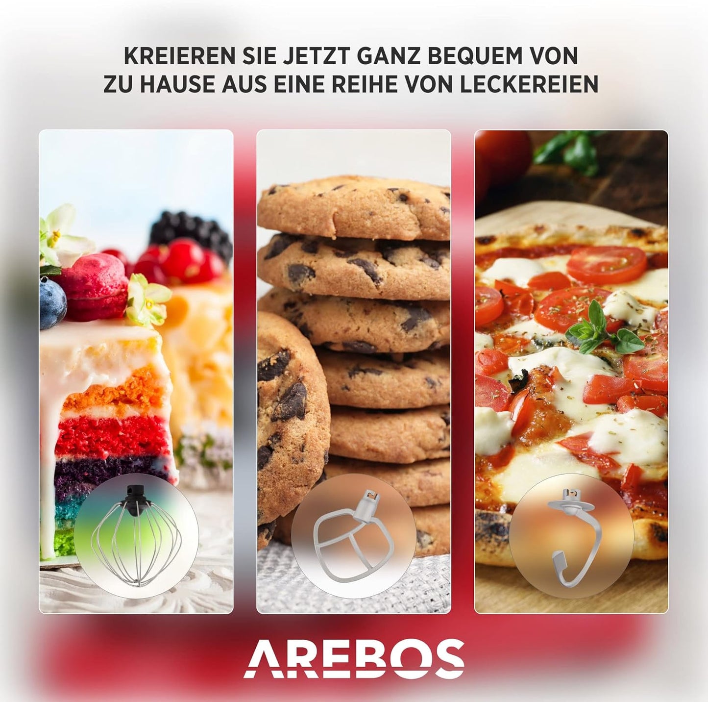 Küchenmaschine mit 2 Rührschüsseln, Creme