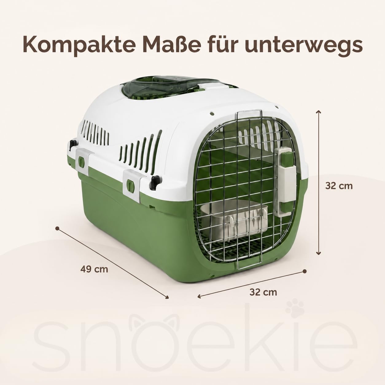 Transportbox für Katzen mit zwei Öffnungen, grün