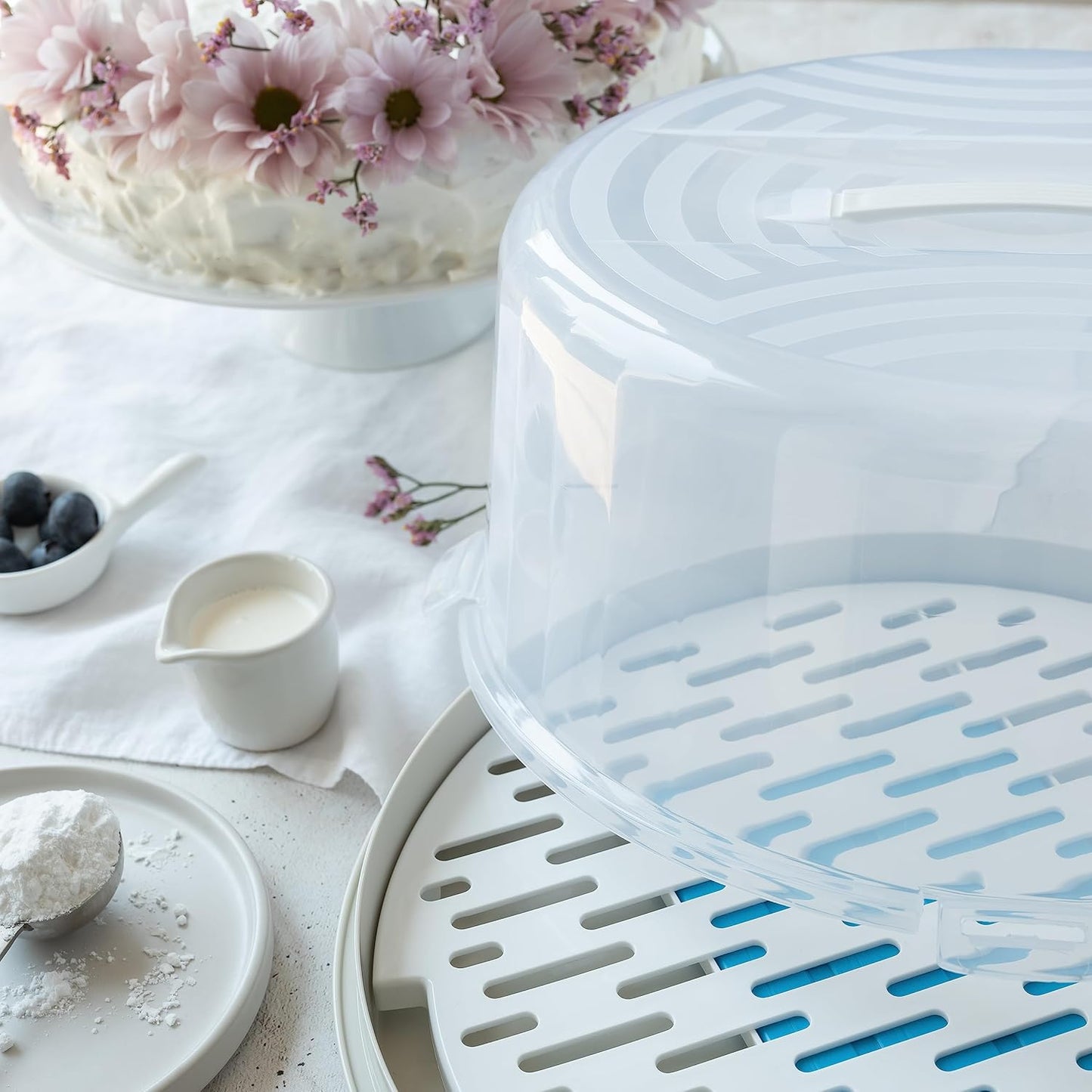 Kuchenbehälter mit Kühlfunktion, runden, mit Kühlungseinsatz Creme