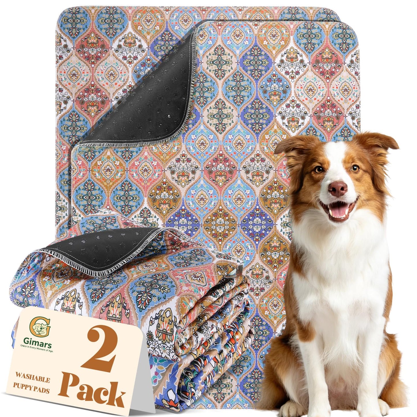 2er-Set Waschbare Welpenunterlagen im Boho-Design, 80×92cm