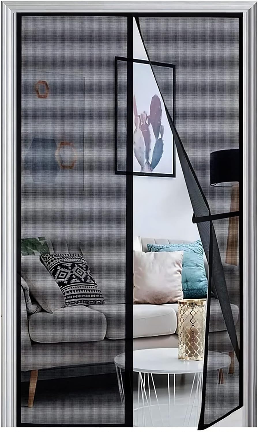 Magnetisches Fliegengitter für Balkontür (65x200cm), 65x200cm Schwarz