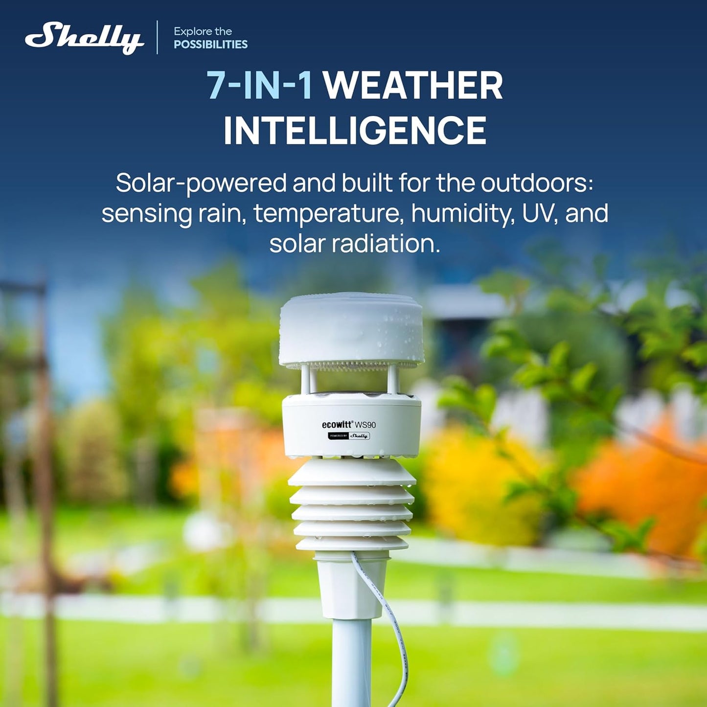 7-in-1 Smart Wetterstation Ecowitt mit UV- & Regenmessung