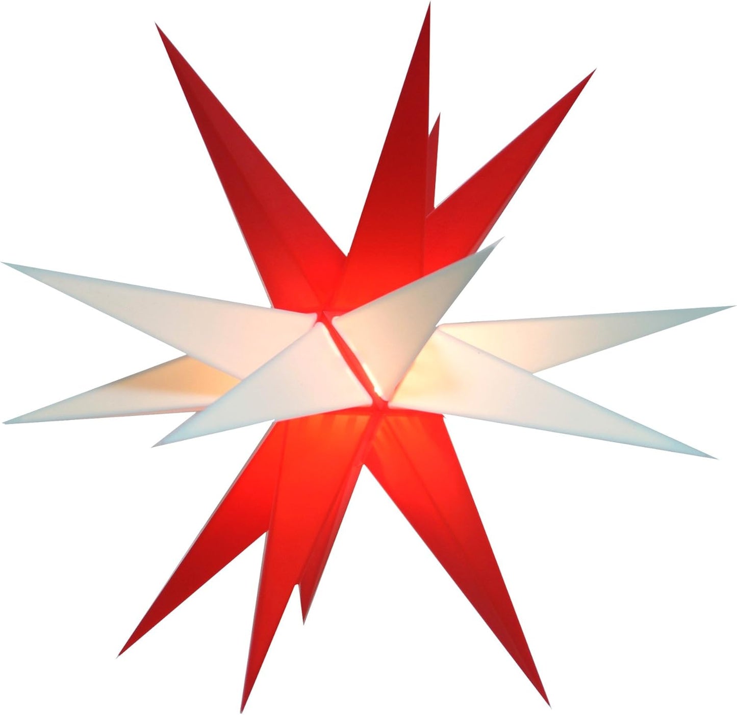 3D-Weihnachtsstern Melchior, zweifarbig, mit 20 Spitzen, Melchior Weiss/Rot