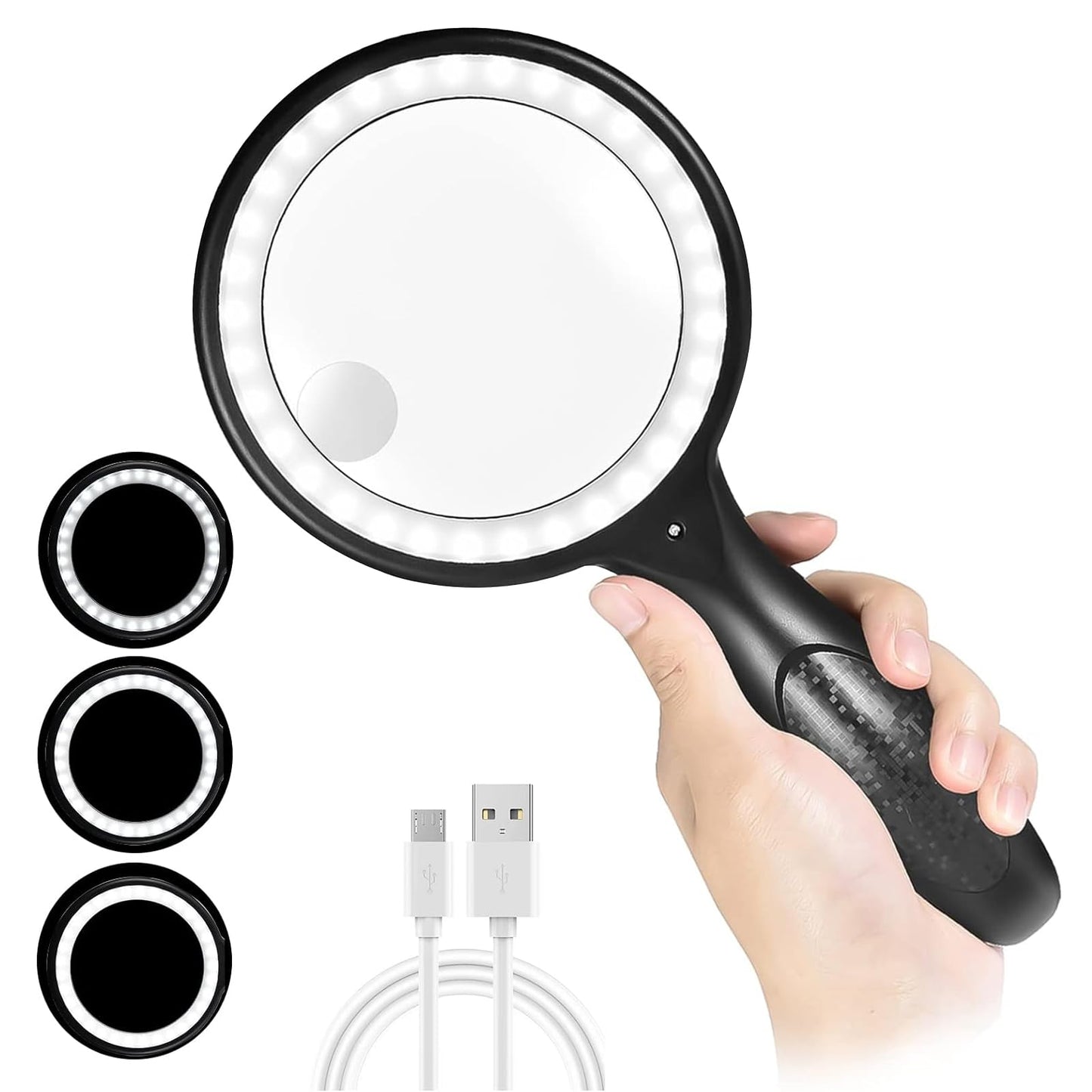 Handlupe mit Licht, 33led - Schwarz