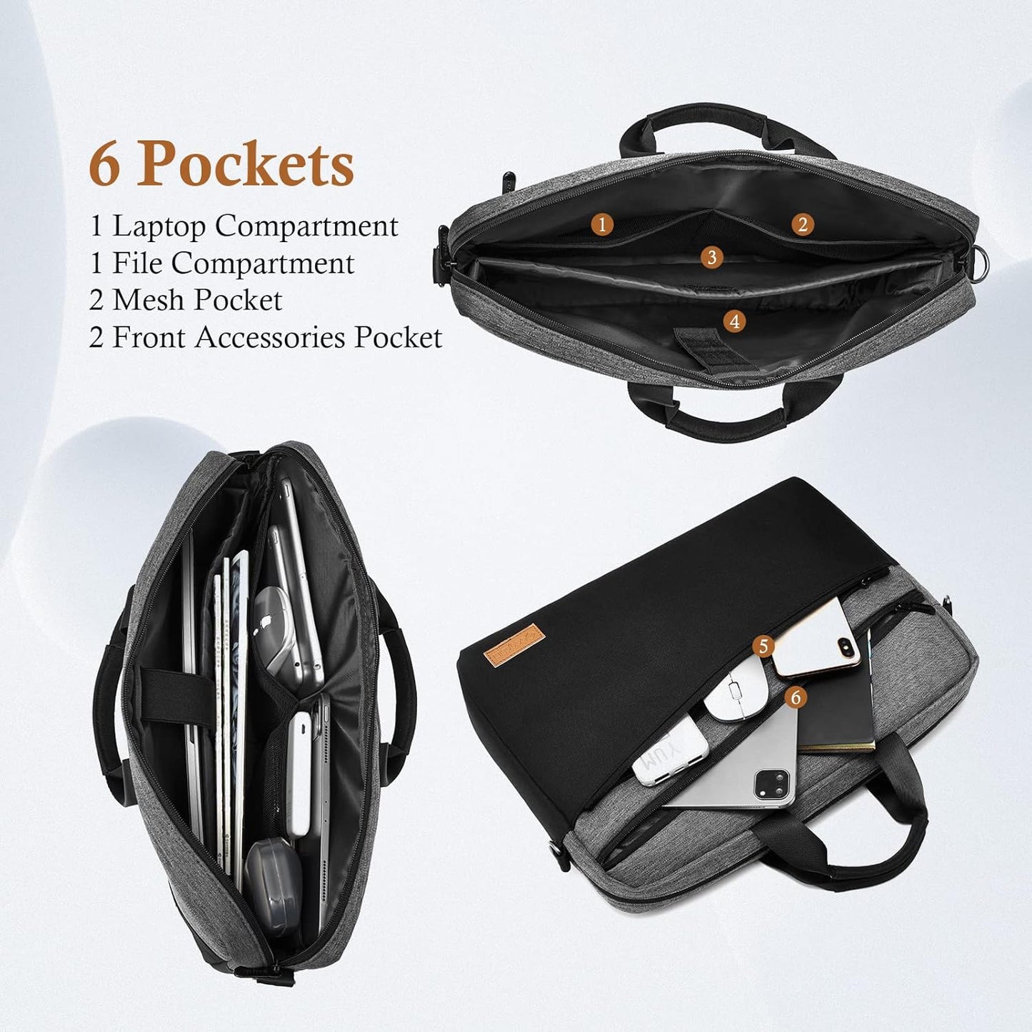 Wasserdichte Laptoptasche, Grau / 17-17.3