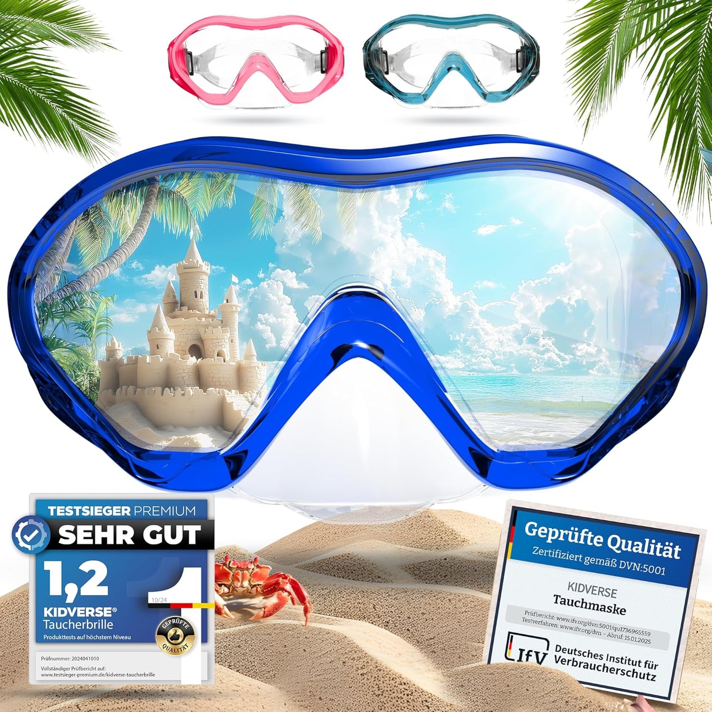 Panorama Taucherbrille für Kinder, Blau