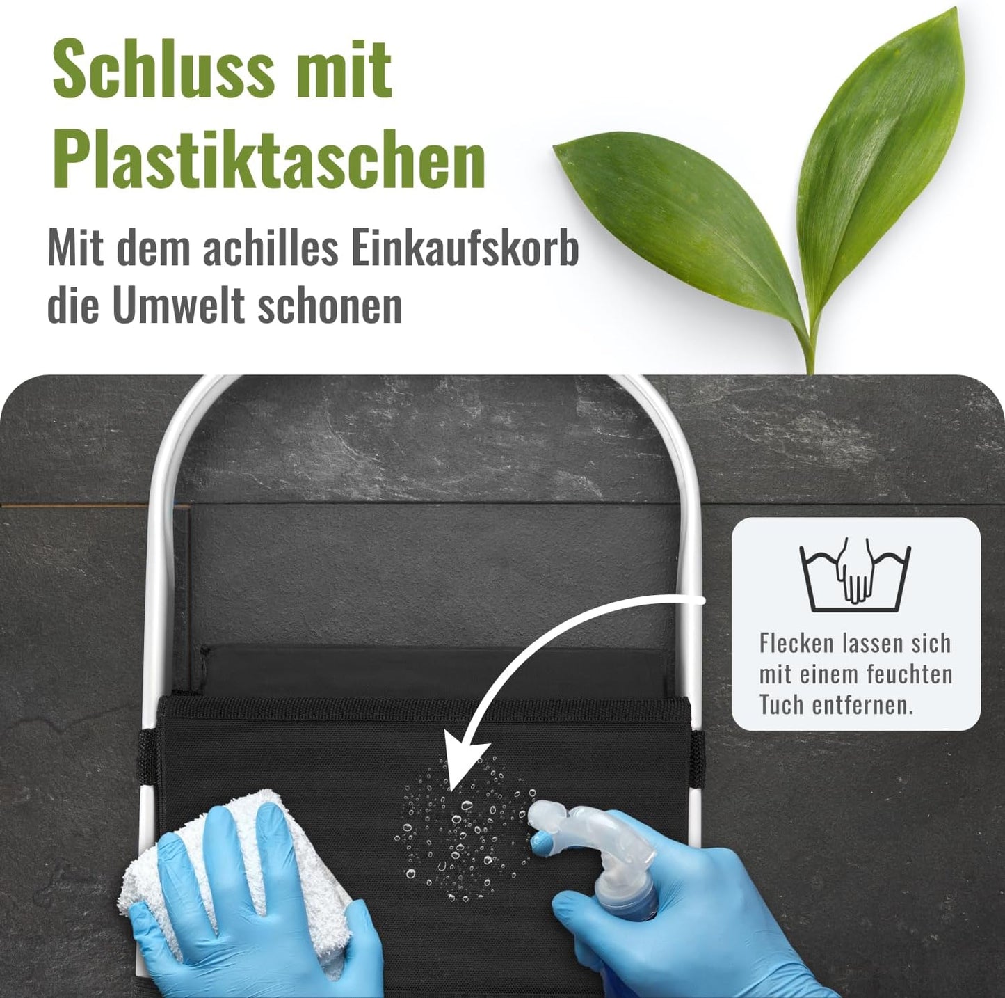 Klappbarer Einkaufskorb-Box mit Alu-Griff, Schwarz