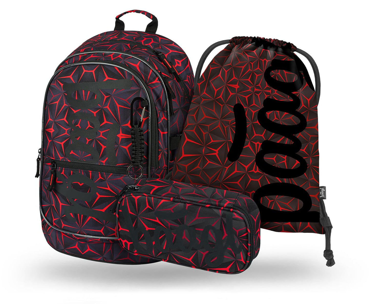 Schulrucksack-Set für Grundschüler (3-teilig), Red Polygon