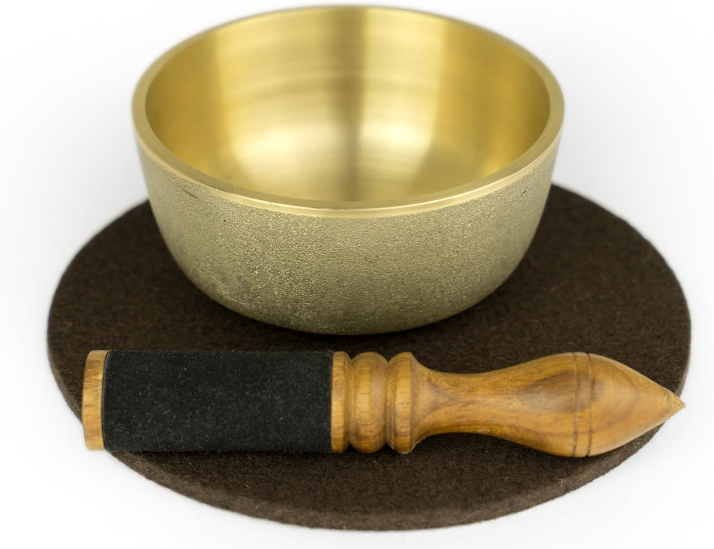 Japanische Klangschale mit Filzpad und Klöppel, cafebraun