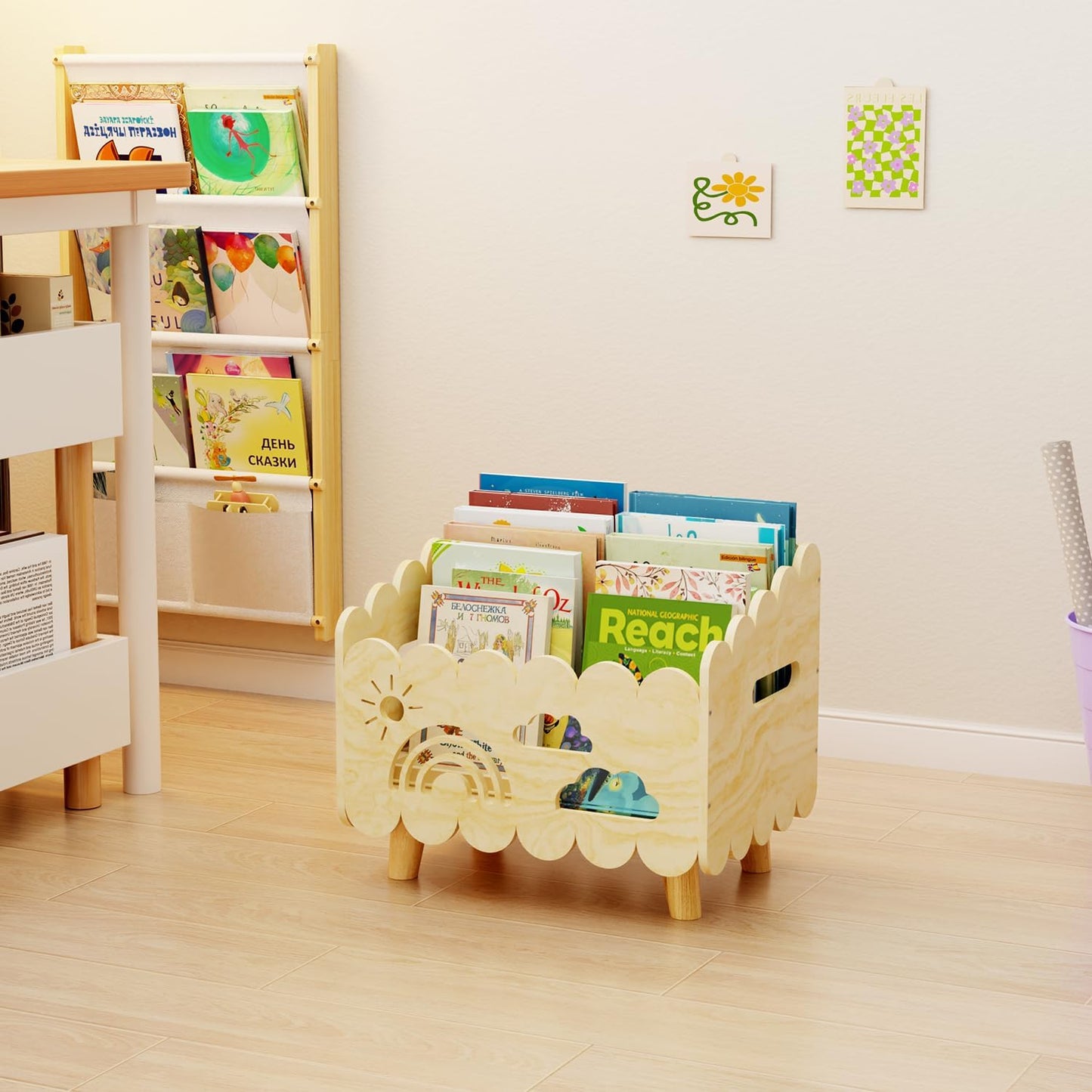 Bücherregal für Kinder, Original Holz - Standard (Stationär)