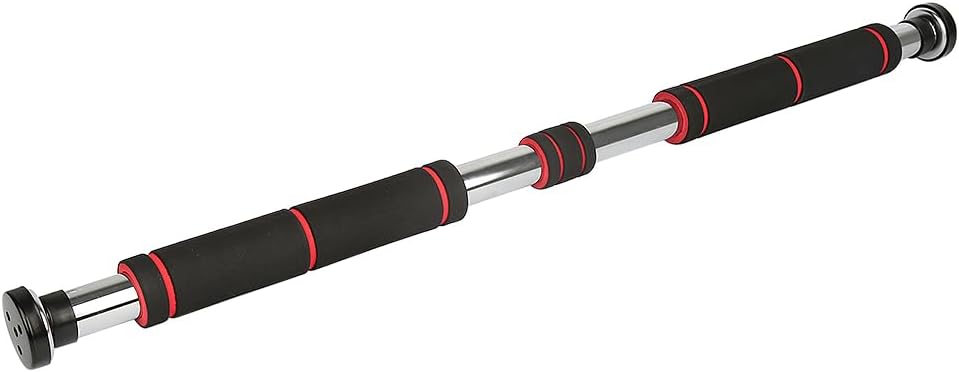 Klimmzugstange für Türrahmen (ausziehbar, 80-115cm), Schwarz Rot