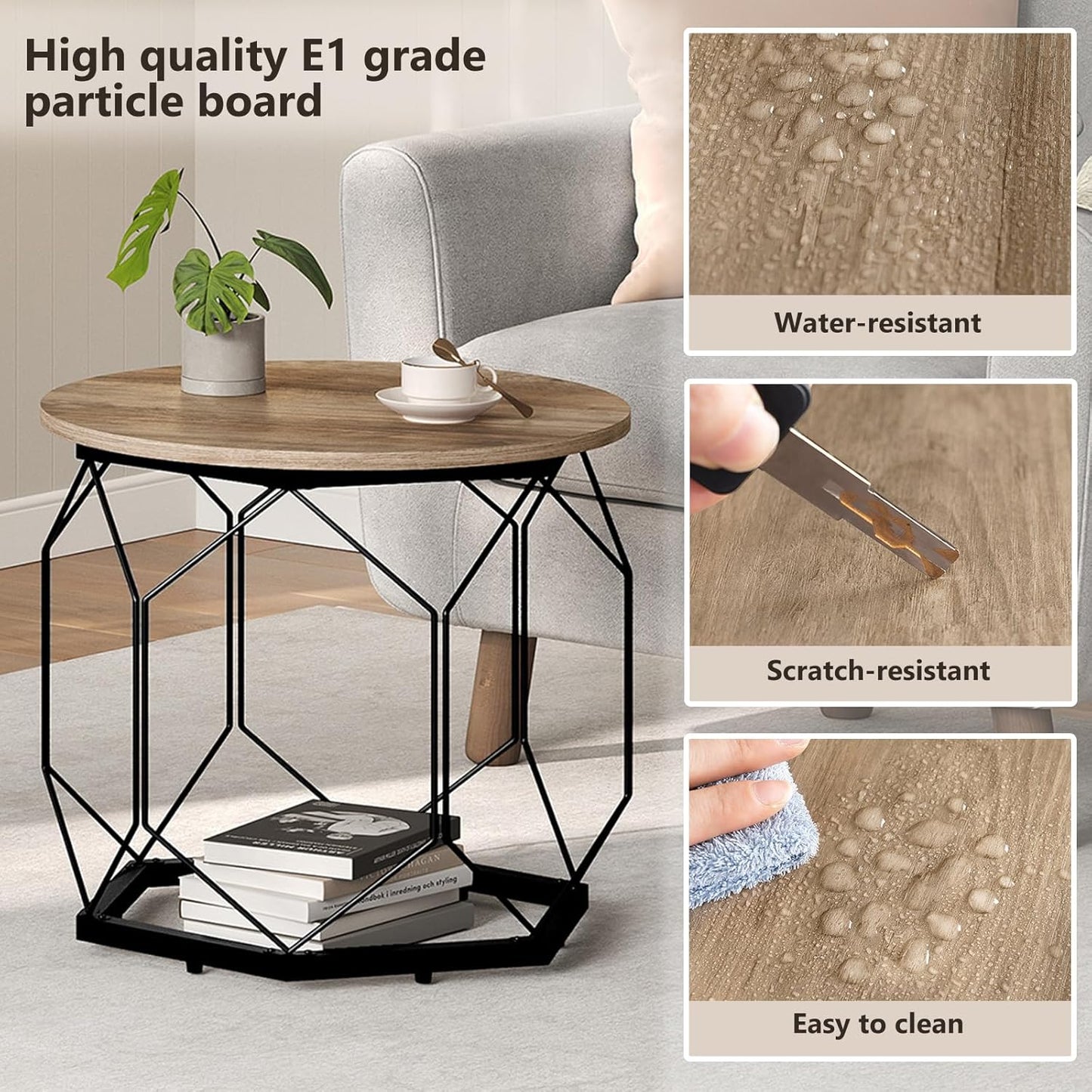 2er Couchtisch-Set, Graue Holzoptik