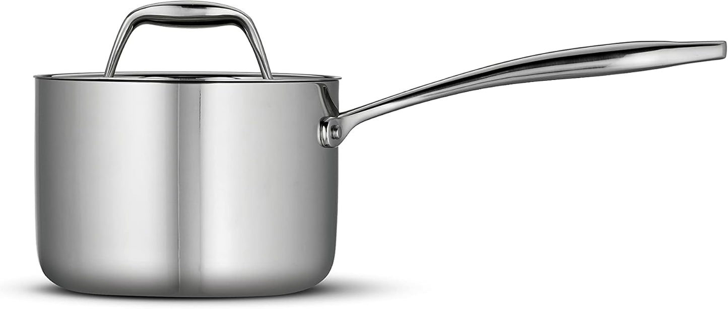Tri-Ply Clad Edelstahl Saucenpfanne, 1.5-Quart Stieltopf Kochgeschirr