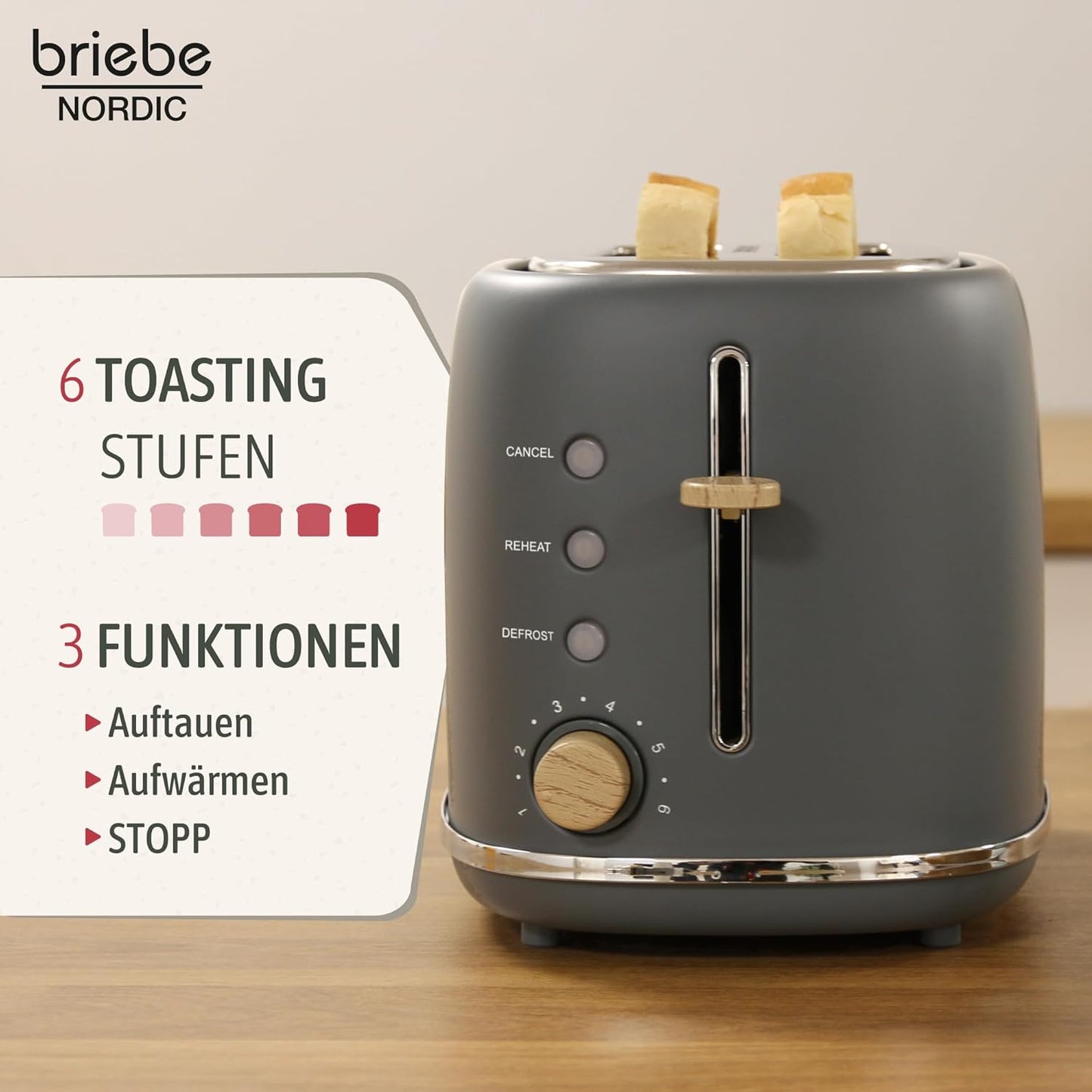 Nordic Frühstücksset mit Toaster & Wasserkocher, Grau