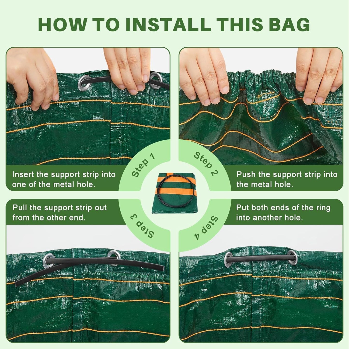 3-teiliges Gartenabfallsack-Set selbststehend mit Griffen, Grün-272l