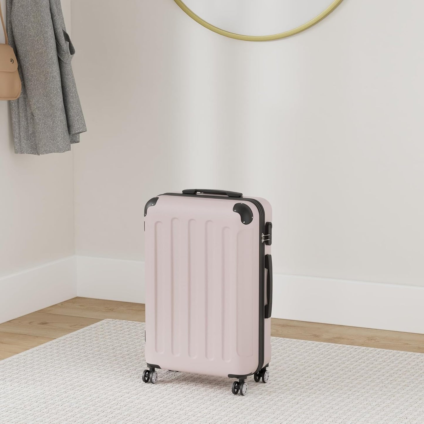 Hartschalenkoffer mit Zahlenschloss, Rosa-gold Middle-66cm