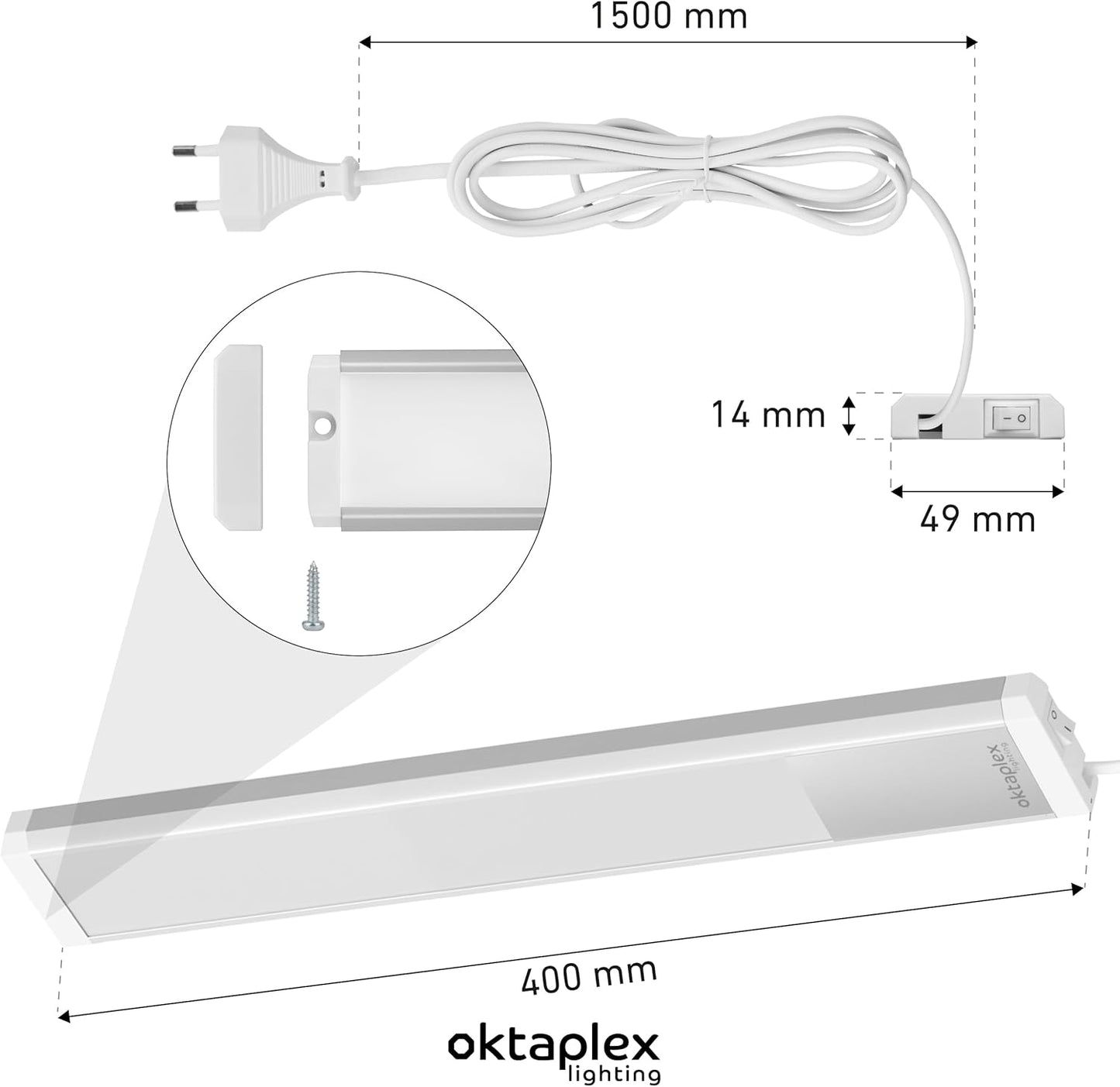 LED Unterbauleuchte Riva mit Schalter, 2 Stück, 40cm, 40cm | 6 W 2 Stück