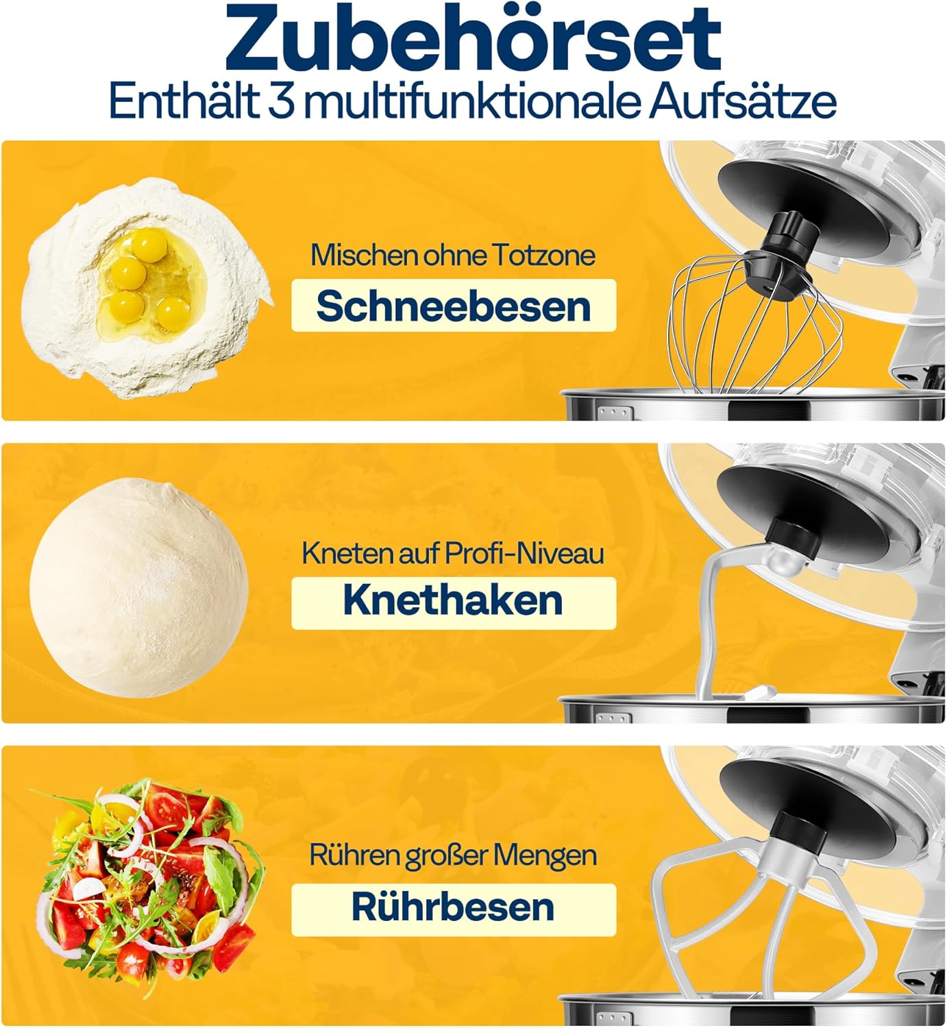 Küchenmaschine mit 10 Geschwindigkeiten, Silbern
