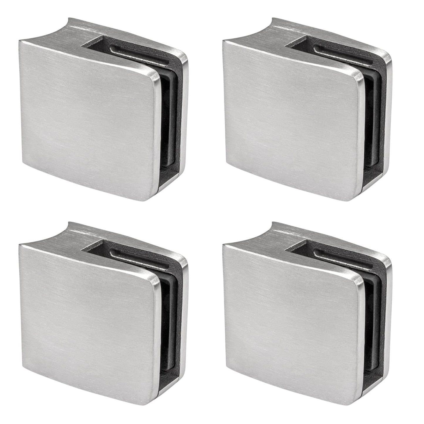 4er-Set Glashalter mit Sicherungsplatte, Anschluss: 42,4 mm | Glasdicke: 12 mm