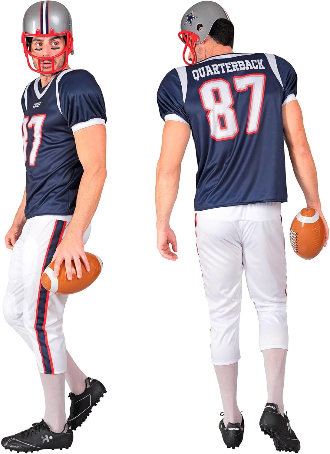 American Football Spieler, S Blau, Weiß