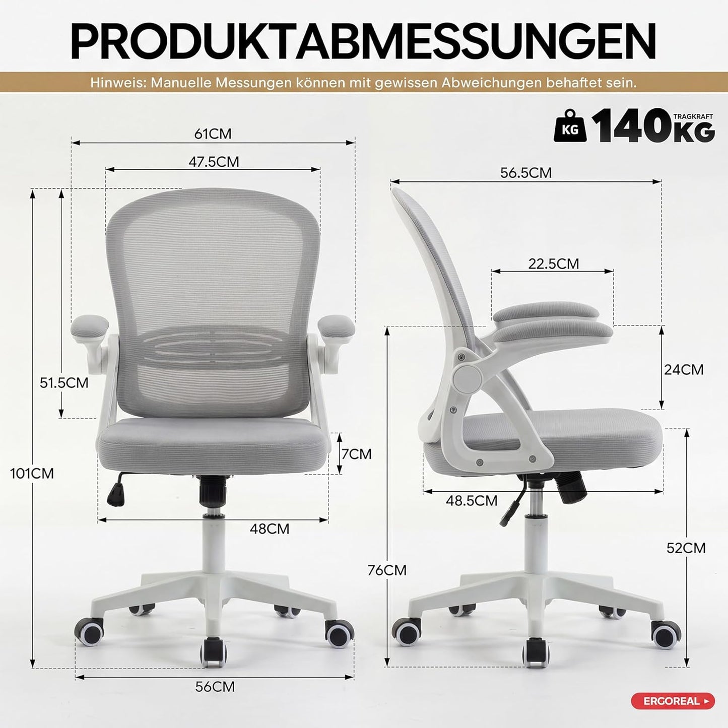 Ergonomischer Bürostuhl, Grauweiss