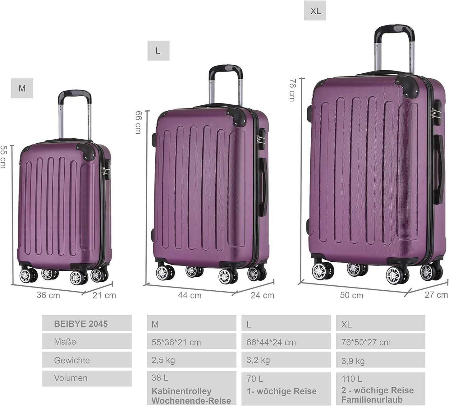 Reisekoffer Set, Violett