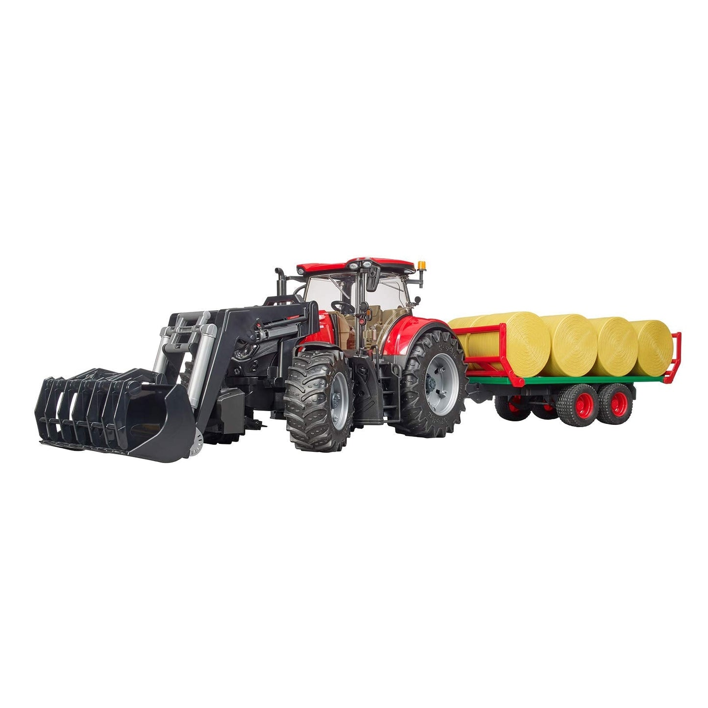 Case IH Optum 300CVX mit Frontlader und Ballentransportanhänger, Modellfahrzeug