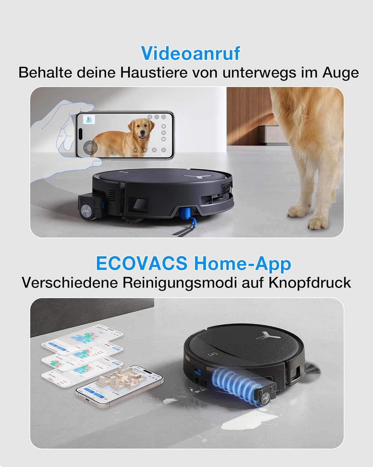 Deebot T80S Saugroboter mit Wischfunktion, T80S OMNI Schwarz