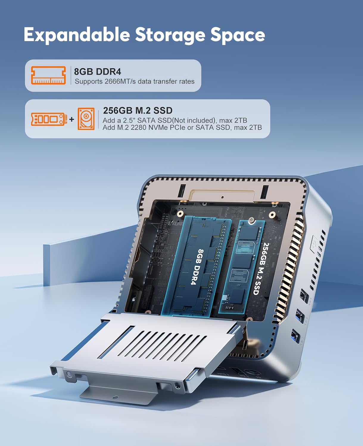 GK3 Plus Mini PC mit Intel Alder Lake-N97 und 4K Triple Display, CPU-N97/ 8GB RAM+256GB ROM