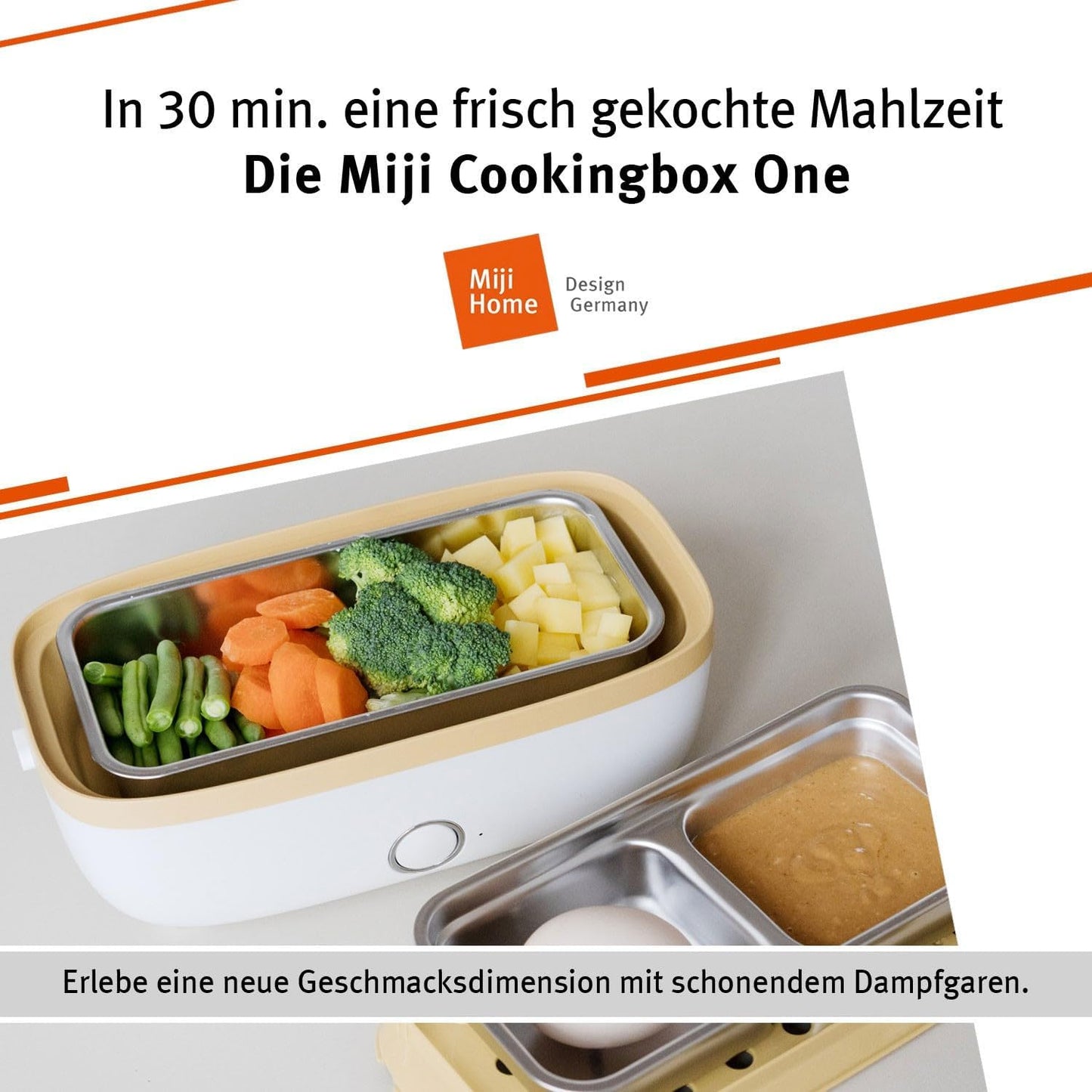 Elektrische Lunchbox & Mini Campingkocher WM024, Orange / White