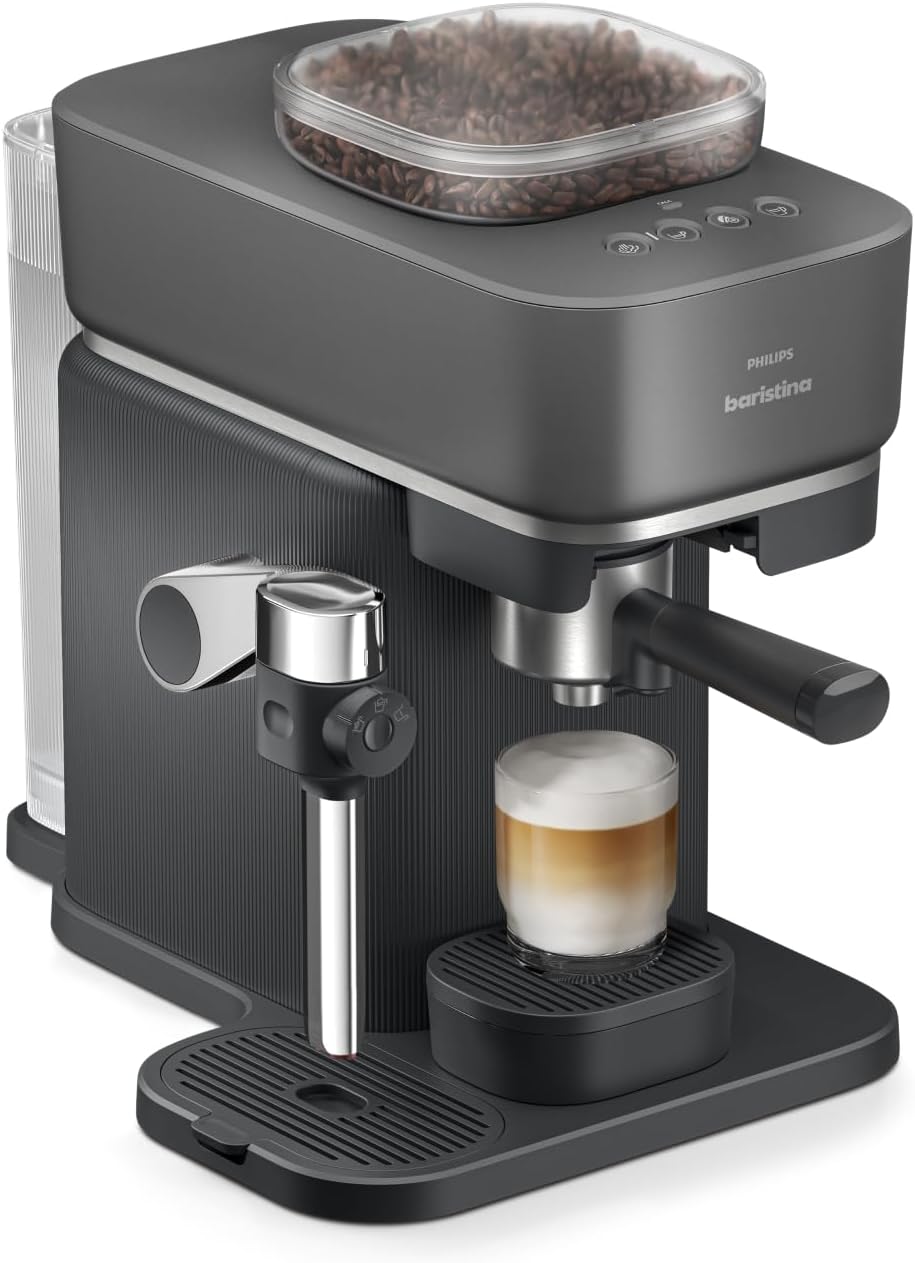 Espressomaschine mit Mahlwerk und Milchaufschäumer