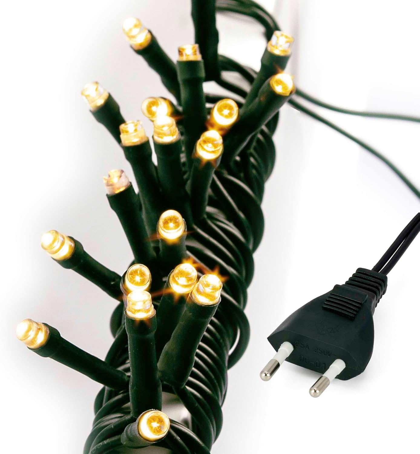 LED-Lichterkette, Klassisch Warmweiss / Kabel Grün 100 LED / 14,85m