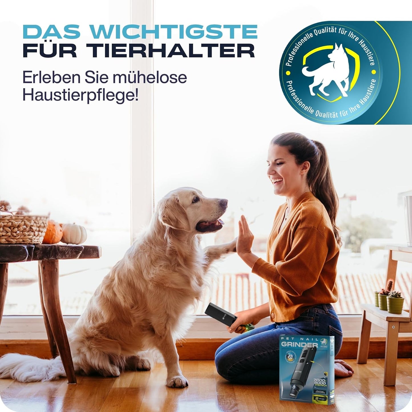 Elektrischer Krallenschleifer für Hunde mit LED-Licht, Gray