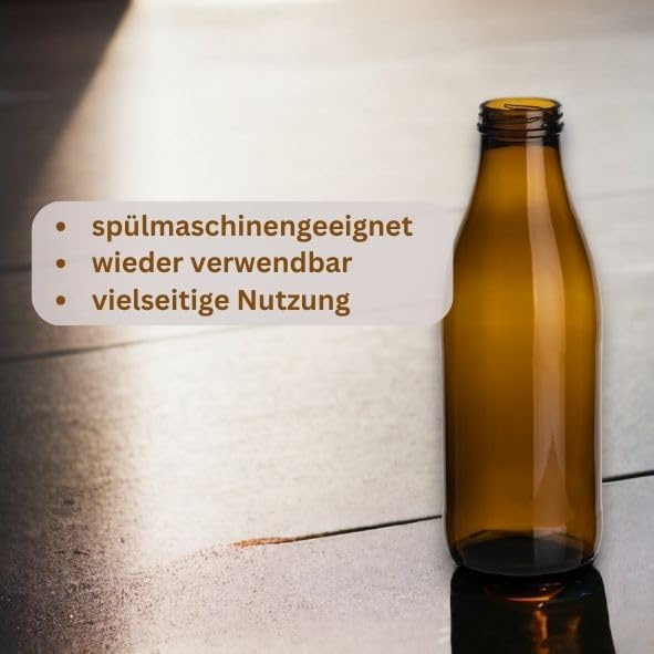 20 Stück Saftflaschen mit Schraubdeckel, 20 Stück Braun/Gold