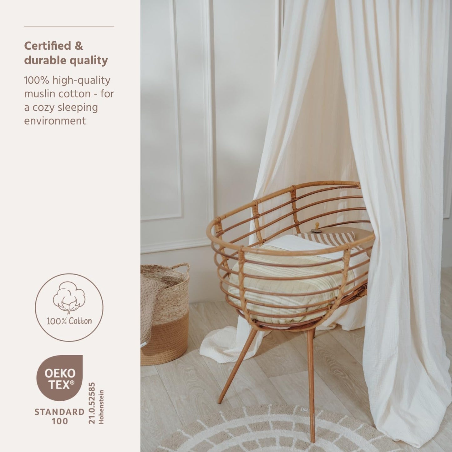 Bettbaldachin für Babybetten, Natural H240 x B55 cm (1er Pack)
