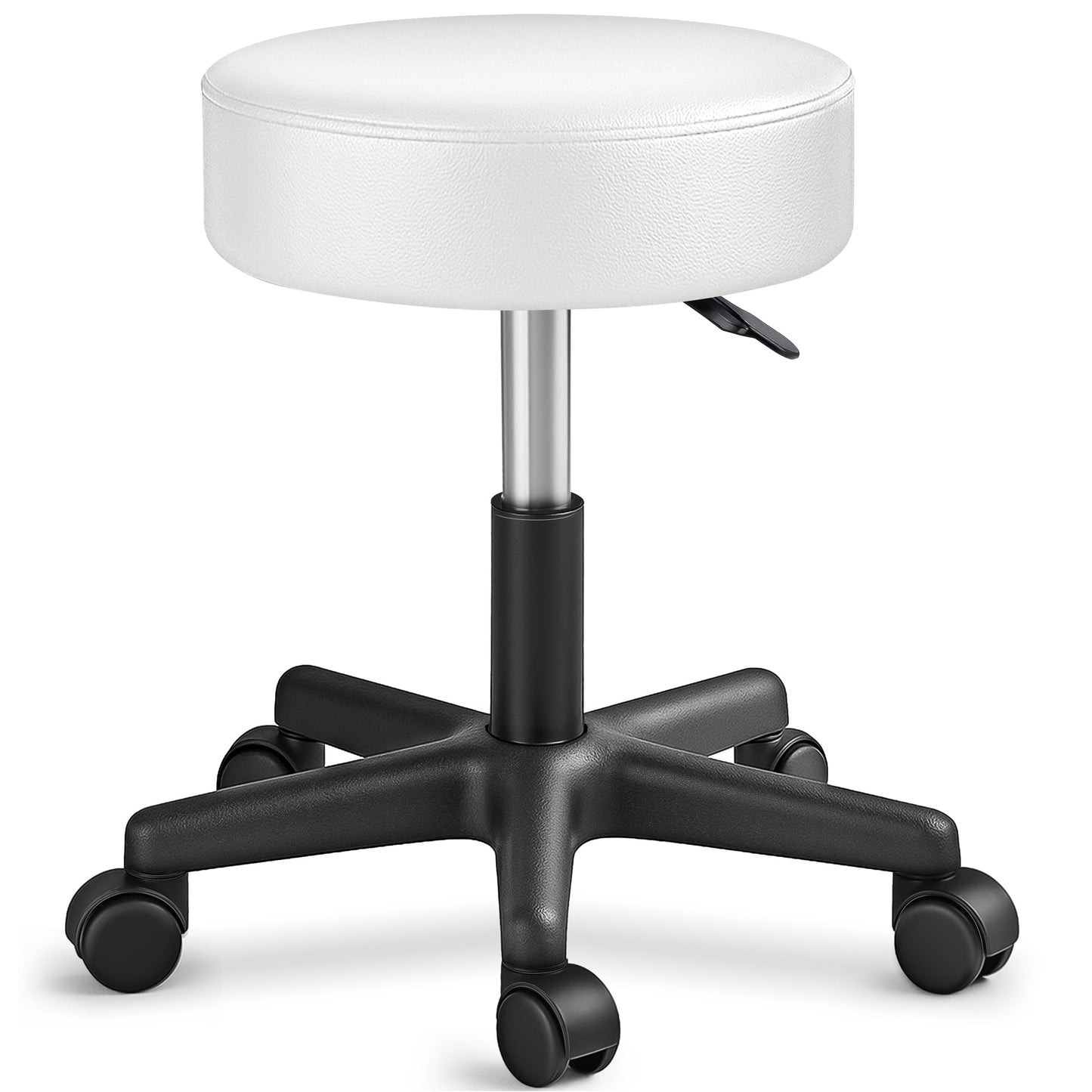 Höhenverstellbarer Rollhocker, Weiss