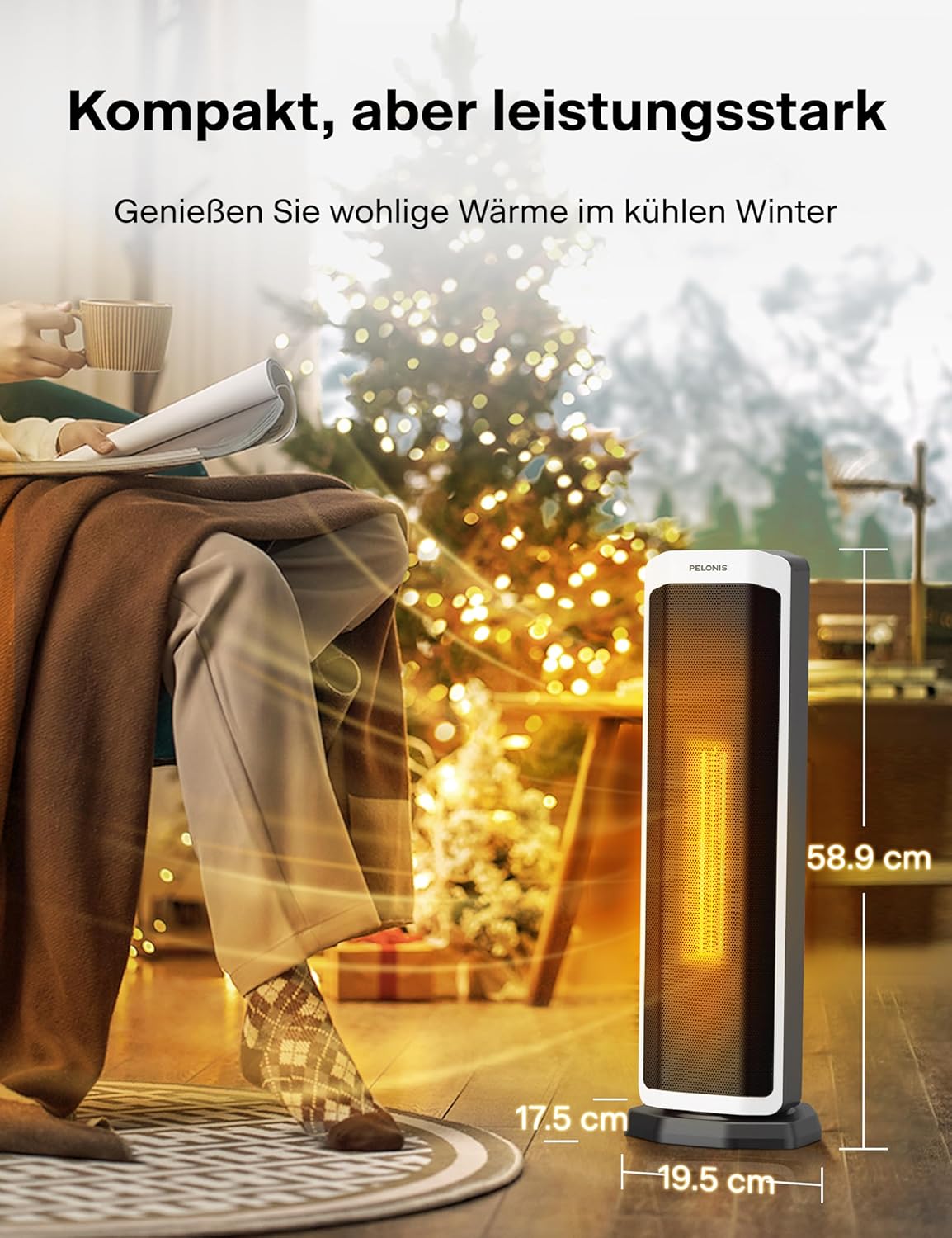Keramikheizlüfter, Weiß 59CM