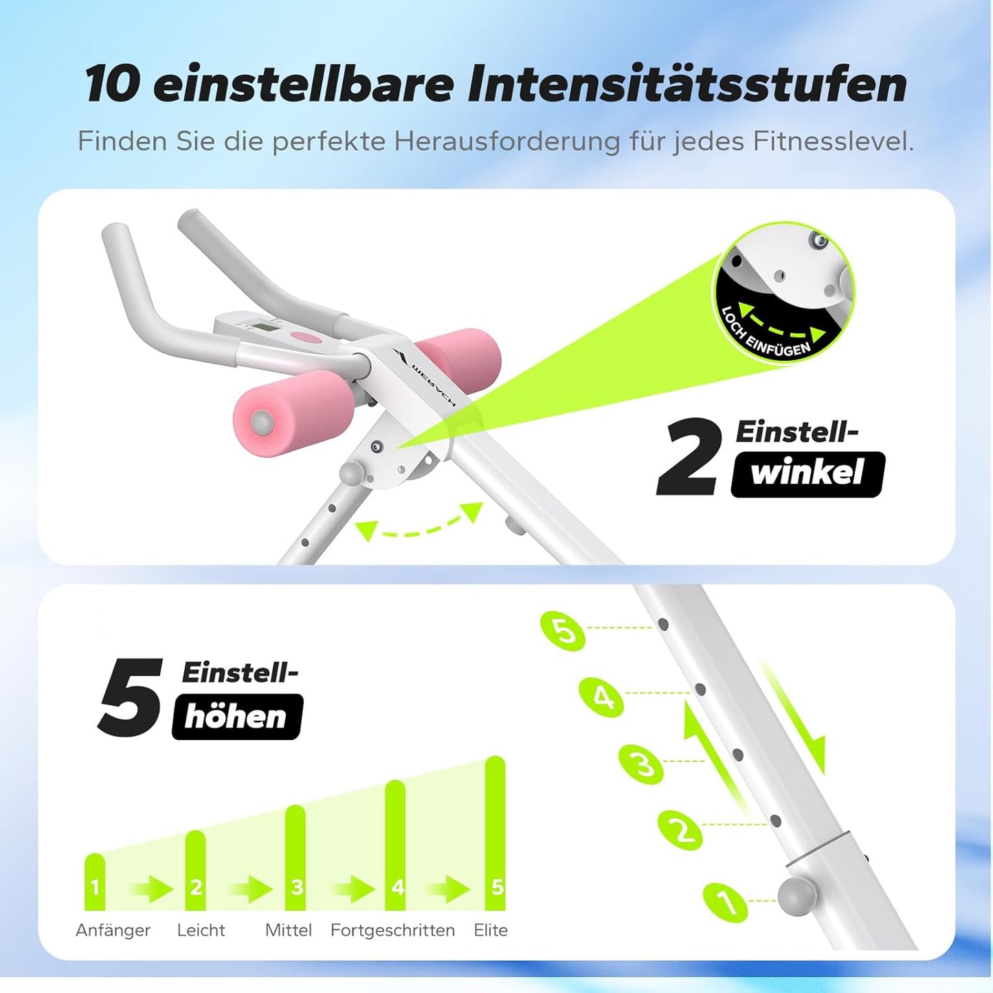 Bauchmuskeltrainer mit LCD-Monitor, Rosa