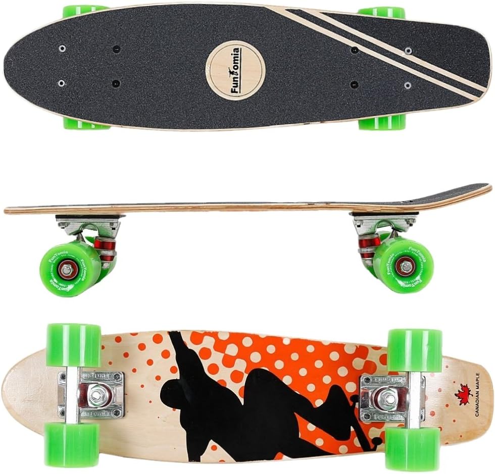 Mini-Board Cruiser, Orange Skater / mit grünen Rollen
