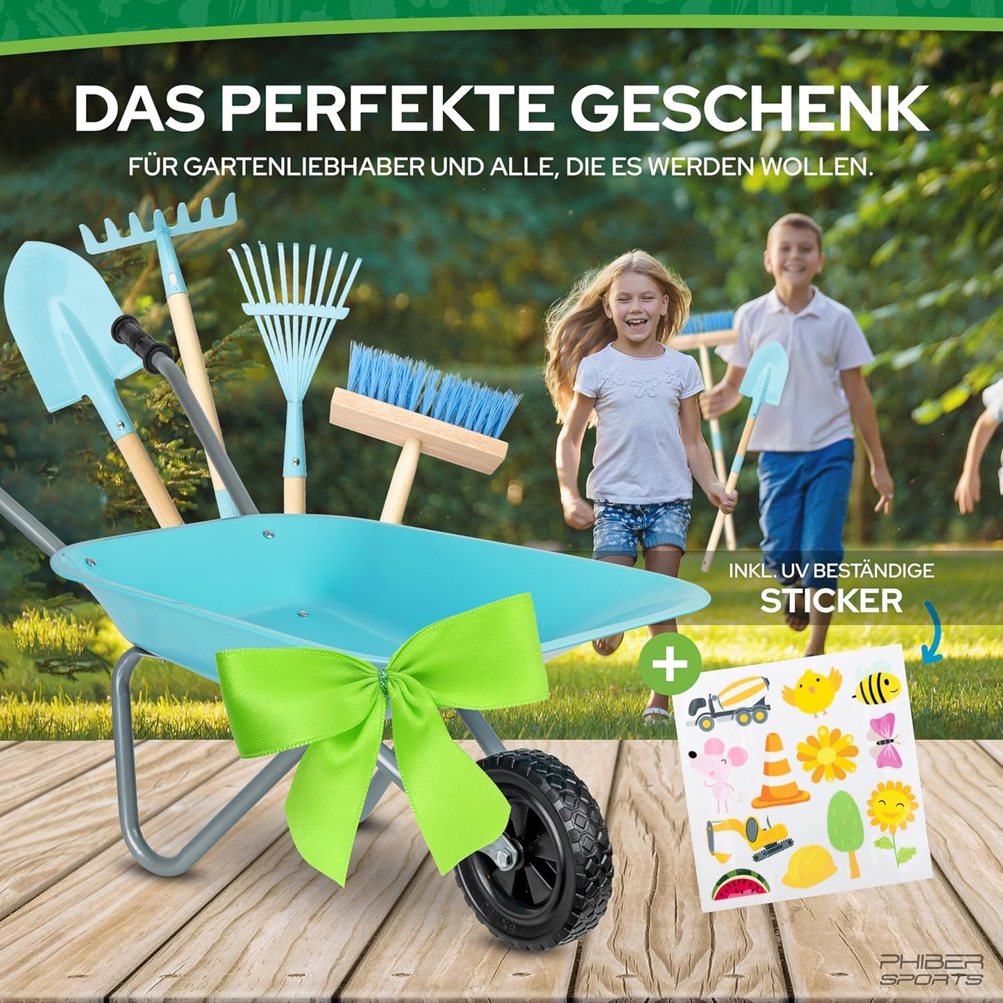 Kinderschubkarre & Gartenwerkzeug-Set, Schubkarre-Set