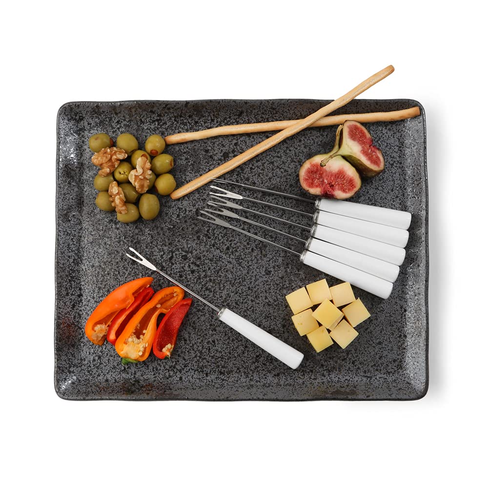 7-teiliges Käse-Servier-Set, Reactive Glaze Anthrazit, Schwarz 33cm