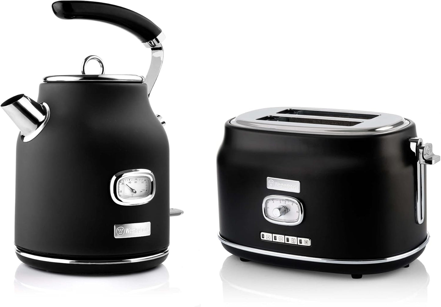Retroline Frühstück-Set mit Toaster & Wasserkocher, Bundle mit 2-Scheiben Toaster schwarz