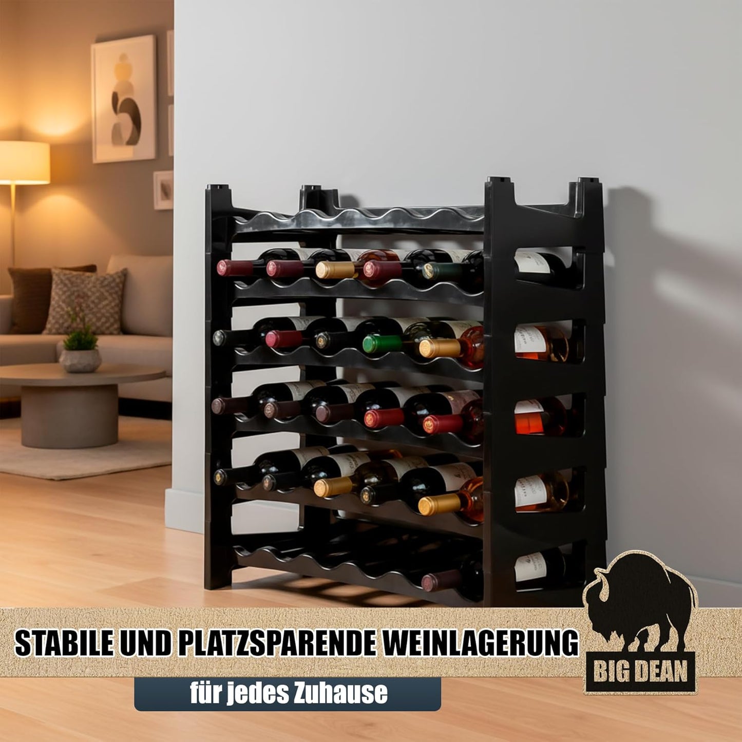 Stapelbares Flaschenregal, 6 Stück (36 Flaschen)