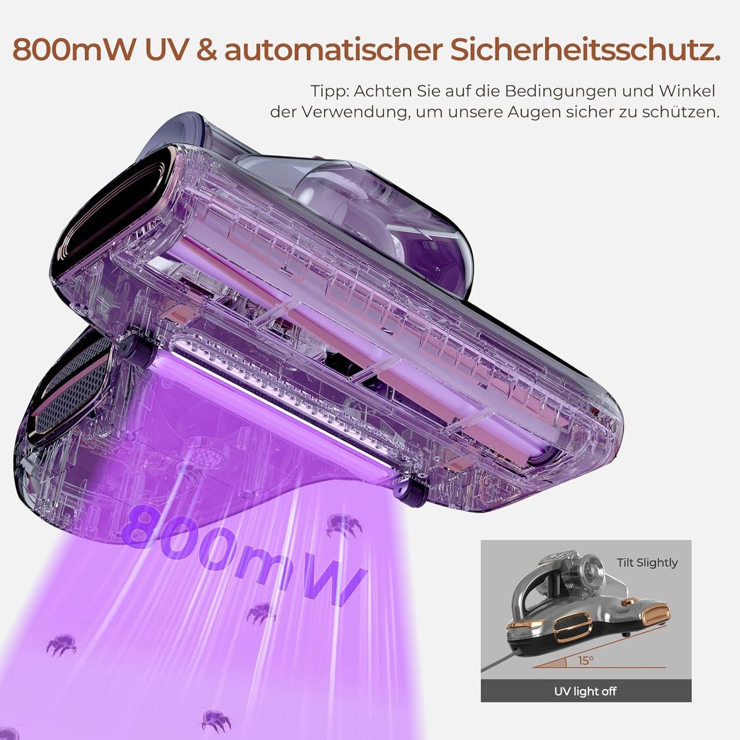 T600 Milbensauger mit UV-Licht & Heissluft, Grau